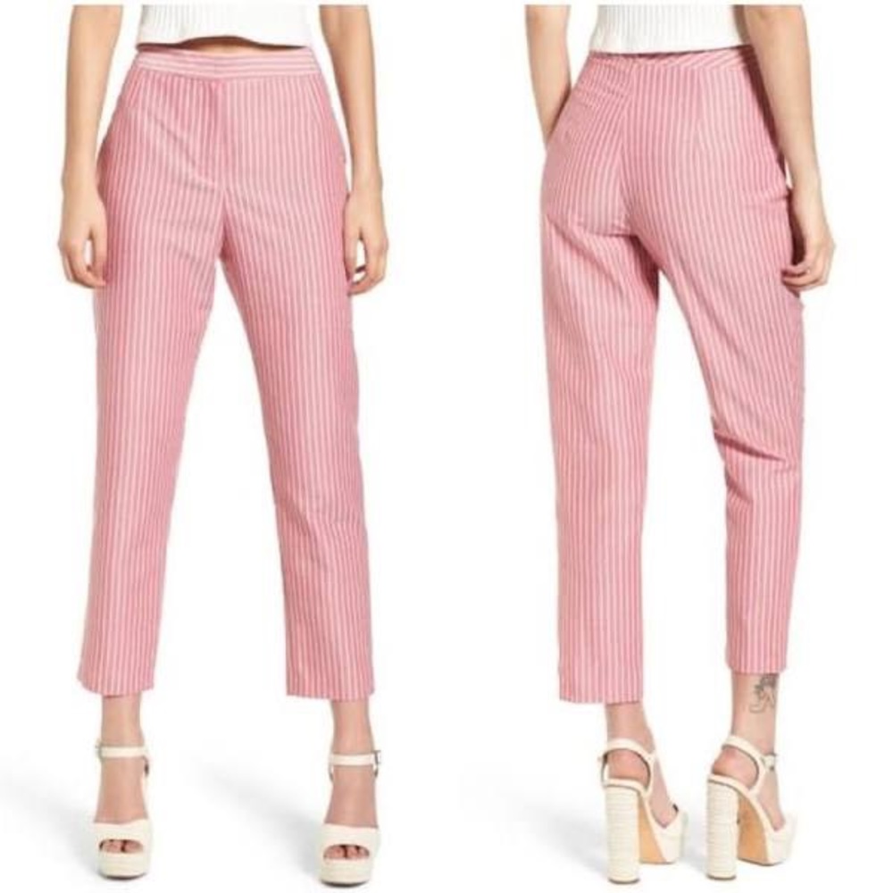 Wayf Piper Striped Mid Rise Ankle Dress Pants Small